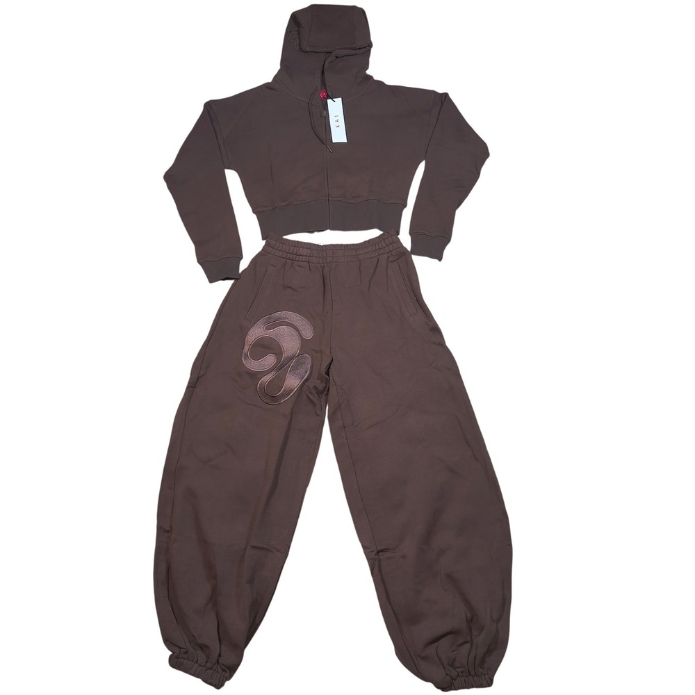Kai Collective Espresso Matching Set Hoodie Parachute Sweatpants Medium NWT - Picture 2 of 16